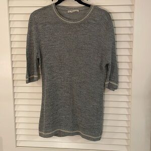 Giorgio Armani Black Cream Lightweight Knit Detailing Sweater